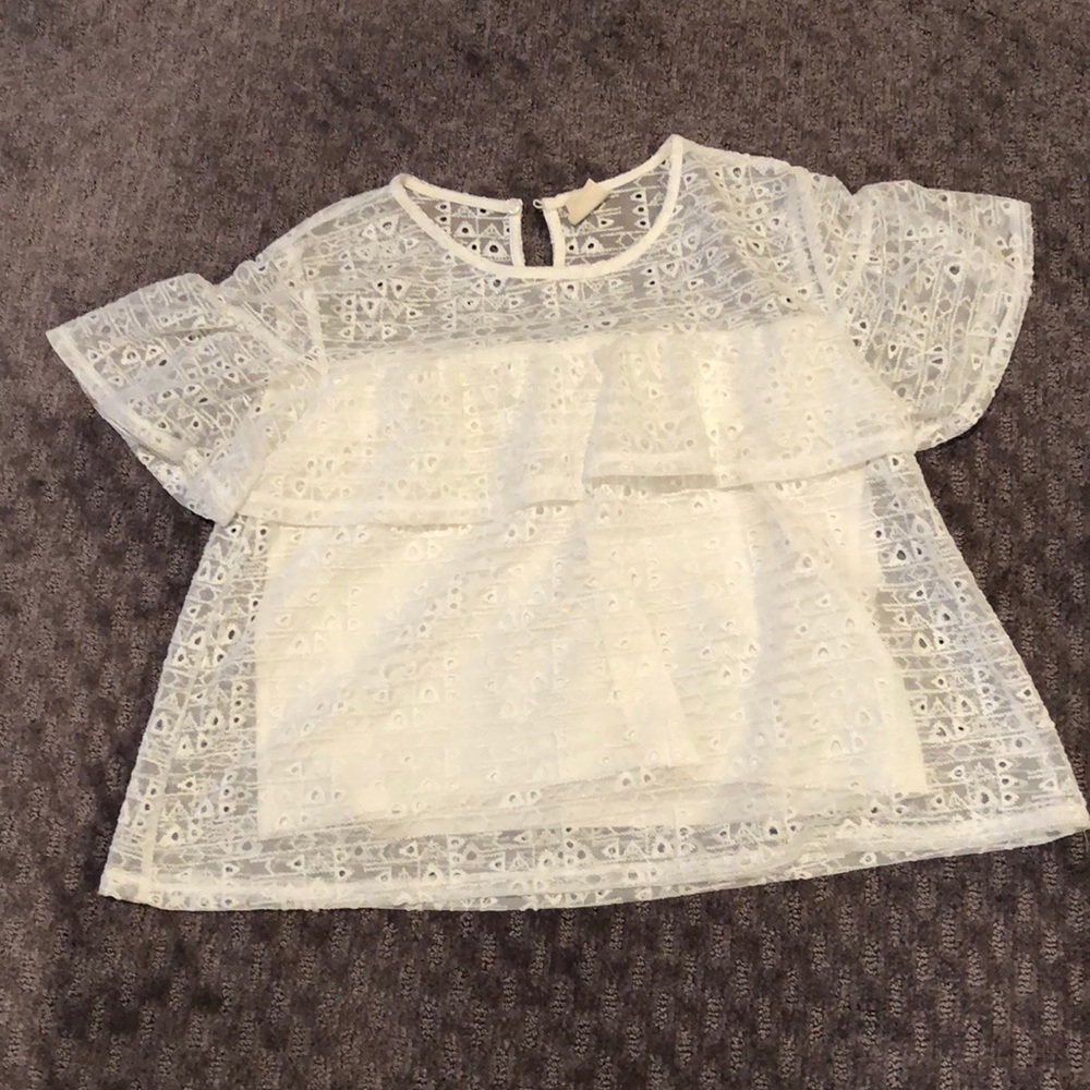 ZARA girls white lace short sleeve top